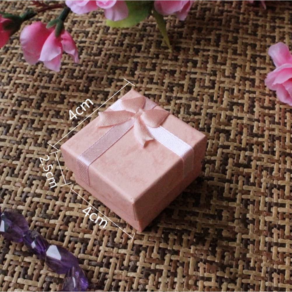 Set 5 Hộp Đựng Trang Sức Hình Vuông 4*4cm Có Đính Nơ