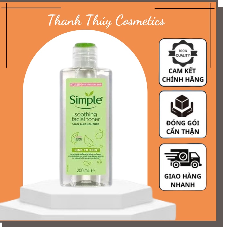 Nước hoa hồng Simple, Toner Simple Kind To Skin Soothing Facial - 200ml