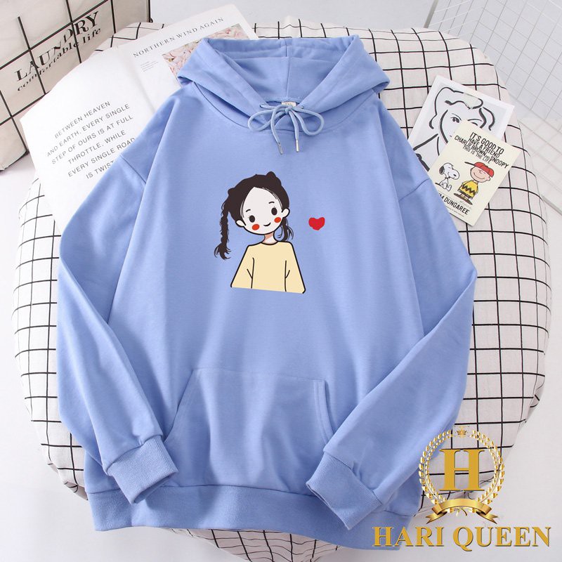 Áo hoodie cô gái kết tóc tim HARI0121