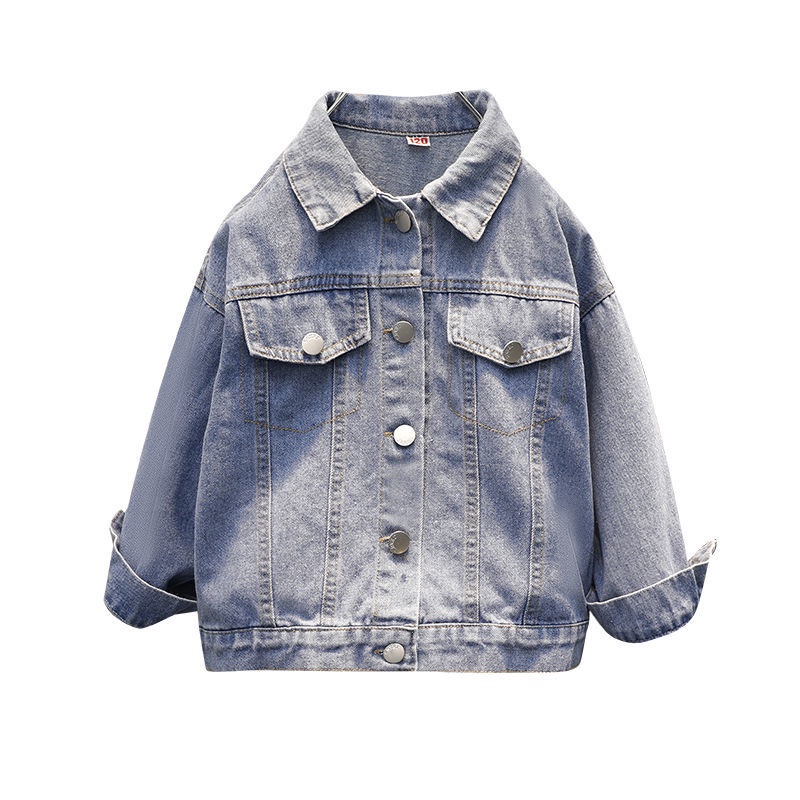 Áo Khoác Cao Bồi Đính Hạt Phong Cách Hàn Quốc Đơn Giản Cá Tính Mùa Xuân Thu Dành Cho Bé Gái