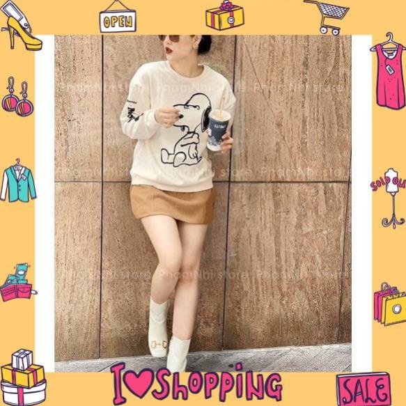 áo nỉ,  ÁO NỈ NỮ MÀU BE BO GẤU CÚN SNOOPY | BigBuy360 - bigbuy360.vn