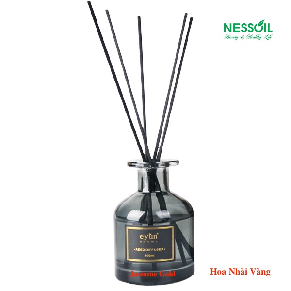 Bộ tinh dầu nước hoa thơm phòng Eyun hương hoa Nhài Vàng gồm 1 chai tinh dầu 100ml + 1 bộ que khuếch tán màu đen