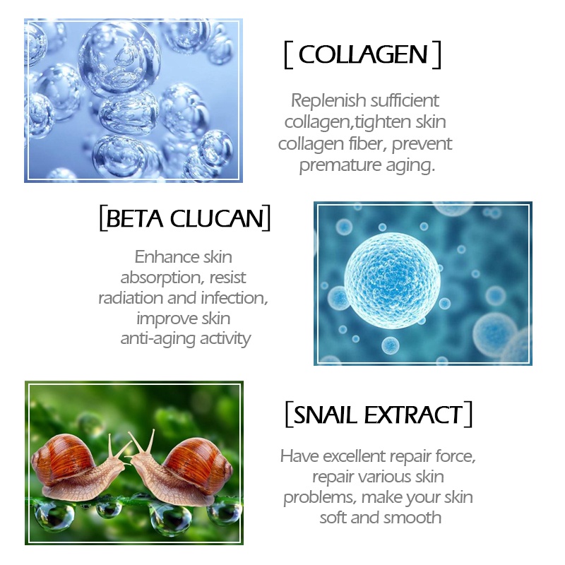 Kem Dưỡng Da Mặt LAIKOU Chiết Xuất Ốc Sên / Hyaluronic Acid / Collagen Dưỡng Ẩm Chống Lão Hóa Da