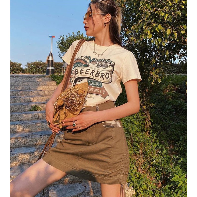 Chân Váy Denim Lưng Cao Thiết Kế Đan Dây Thời Trang Mùa Hè Cho Nữ