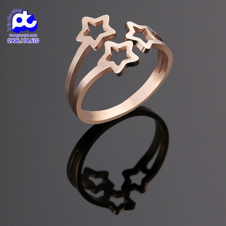 Nhẫn titan nữ freesize ngôi sao rỗng cách điệu cao cấp thép không gỉ titanium
