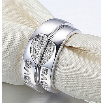 [ 1 CẶP ] Nhẫn đôi Mẫu hoa văn Đính đá Mạ Bạc 925 Cặp đôi Cầu hôn Không phai màu, Quà tặng cho các cặp đôi.
