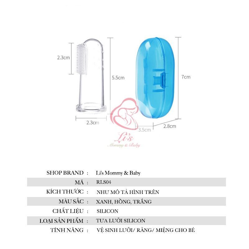 Rơ lưỡi silicon xỏ ngón chống tưa miệng dai mềm cao cấp an toàn cho bé Mã RLS04
