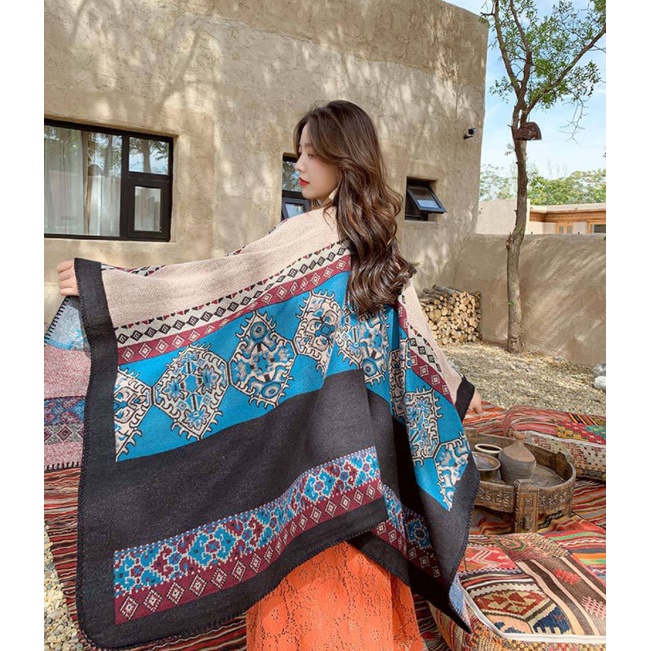 Áo choàng boho thoi thổ cẩm | BigBuy360 - bigbuy360.vn