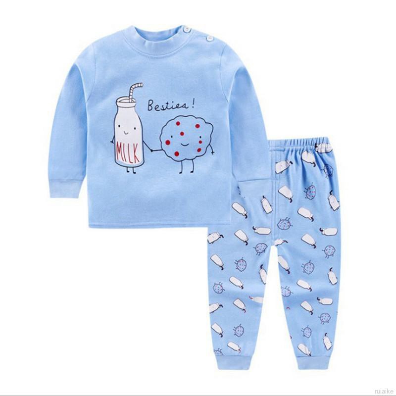 Bộ Đồ Ngủ Pijama Dài Tay In Hoạt Hình Cho Bé