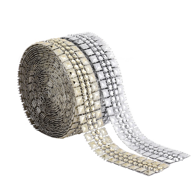 Cuộn Ruy Băng Lưới Mỏng Rộng 2.7CM 5 Yards Đính Đá Trang Trí Bánh Cưới