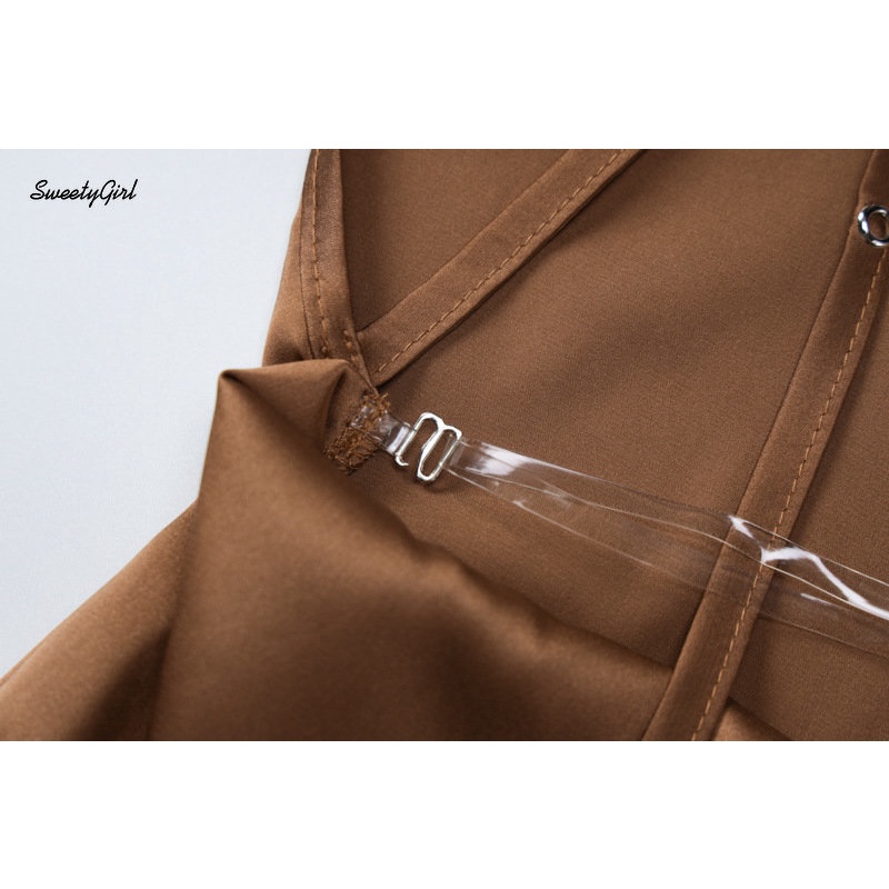 Đầm Mini Sát Nách Cổ Chữ V Màu Trơn Thời Trang 2022 Quyến Rũ Cho Nữ