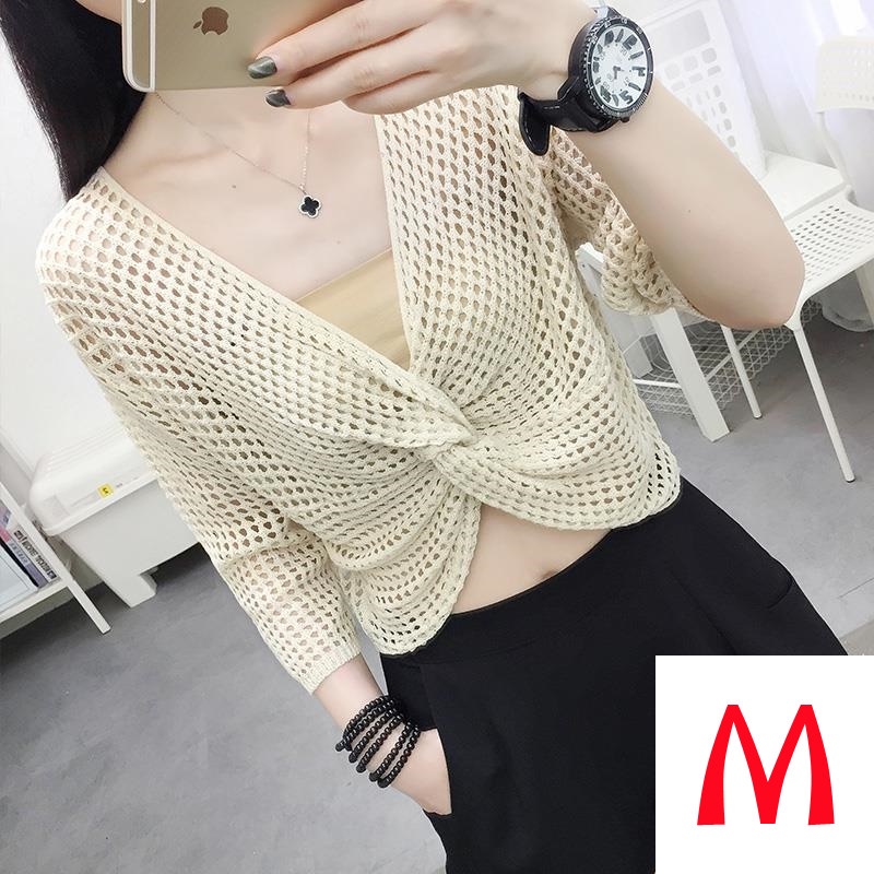 Áo Khoác Ngoài Dạng Váy Lưới Dệt Kim Mỏng Dáng Rộng Thời Trang Mùa Hè Dành Cho Nữ