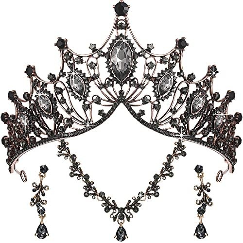 (MớI) Bộ Vòng cổ + Bông Tai HìNh Vương MiệN ĐíNh Đá Sang TrọNg