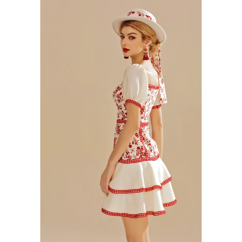 [Mã SKAMSALEP6 giảm 10% tối đa 100K đơn 150K] SÒ VINTAGE - VIAN Đầm hoa cổ vuông phối ren | BigBuy360 - bigbuy360.vn