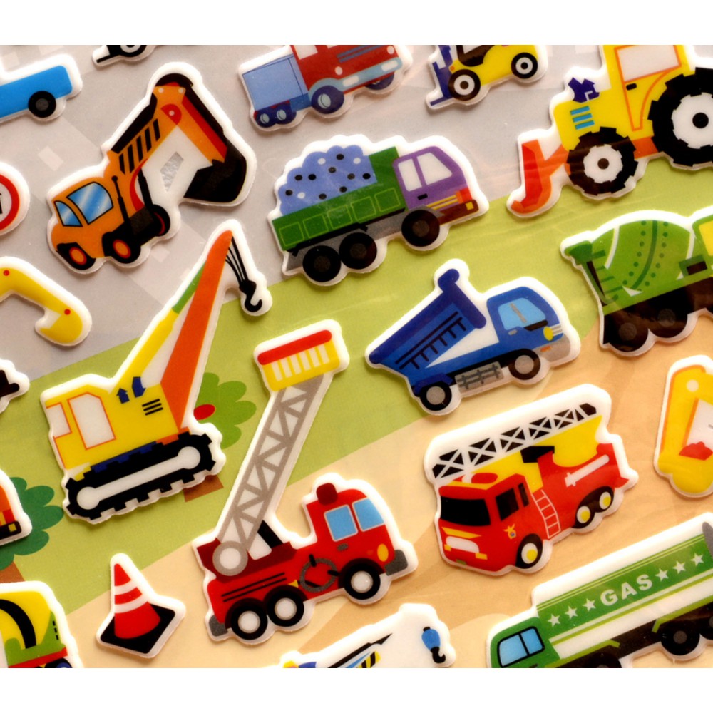 Sticker 3D chống thấm xe ô tô BIG SIZE dán cho bé đồ chơi dán giải trí học thêm về phương tiện giao thông