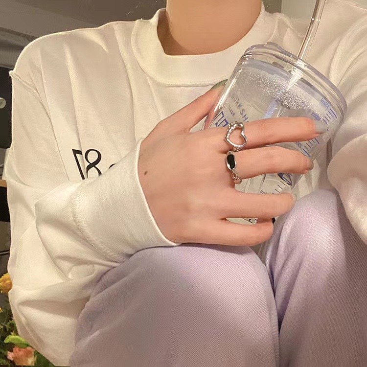 iF YOU Set 2 Nhẫn Bạc Phong Cách Hàn Quốc Cổ Điển Dành Cho Nữ