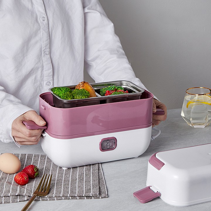 Cặp lồng Hộp cơm điện nấu chín và giữ nhiệt đồ ăn, thiết kế 4 ngăn inox kiểu dáng hình chữ nhật cho nhân viên văn phòng | BigBuy360 - bigbuy360.vn