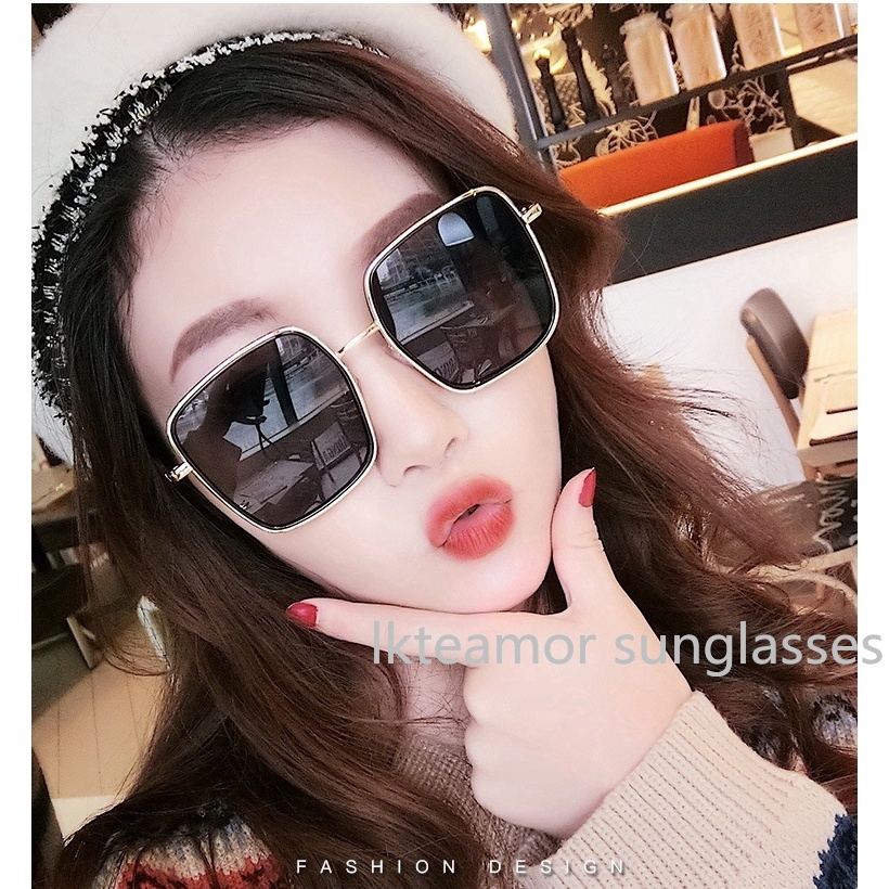 Kính mát thời trang khung vuông lớn chống UV400 kiểu cách hoài cổ