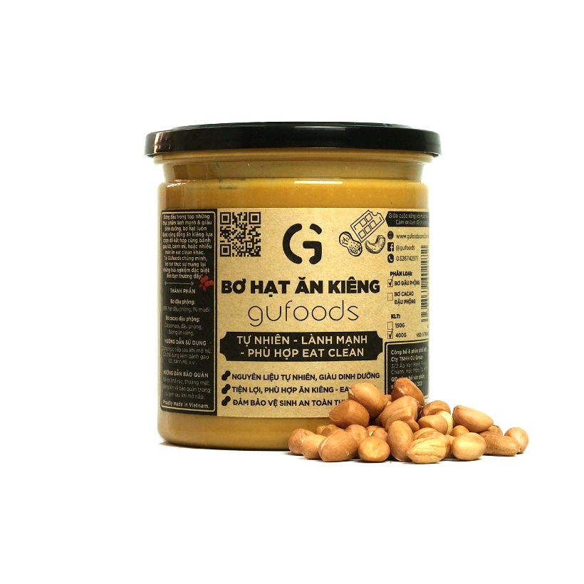 Bơ hạt ăn kiêng GUfoods - Vị bơ đậu phộng (Hũ 400g) - Emario Bách Hóa Online