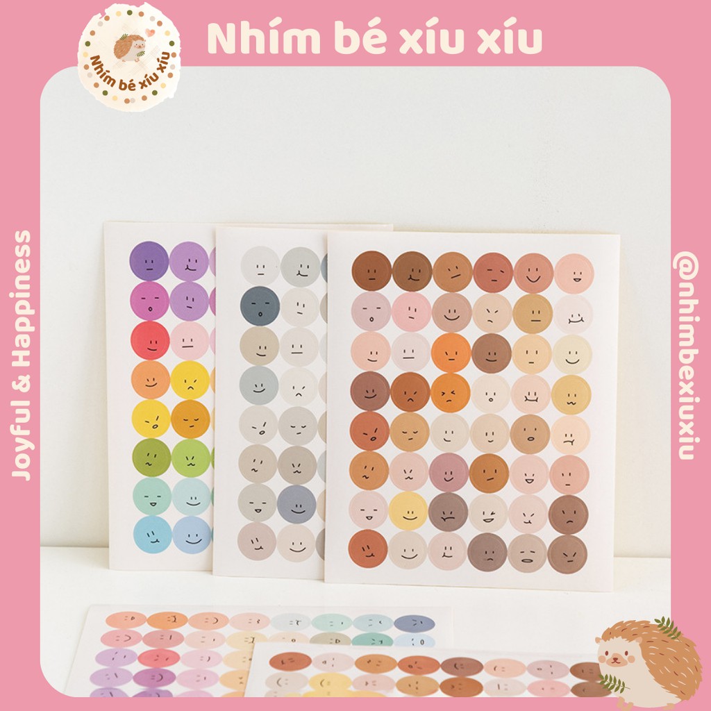 Set 48 sticker biểu tượng cảm xúc màu Morandi dễ thương trang trí sổ tay