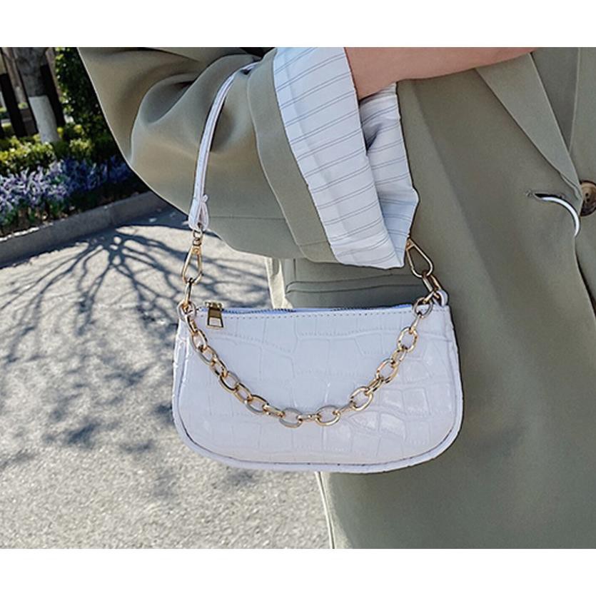 Túi Xách Nữ  Túi  Kẹp Nách Da Vân Cá Sấu Kết Hợp Dây Xích Thời Trang | BigBuy360 - bigbuy360.vn