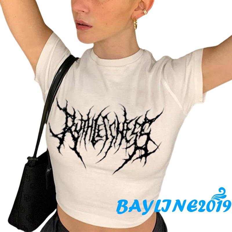 Áo Thun Tay Ngắn Cổ Tròn In Họa Tiết Hình Học Thời Trang Mùa Hè Cho Nữ