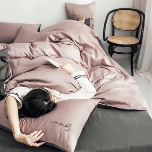 Chăn ga Cotton lụa 60s sét 4 món vỏ chăn ga gối ưu tiên mọi cỡ nệm