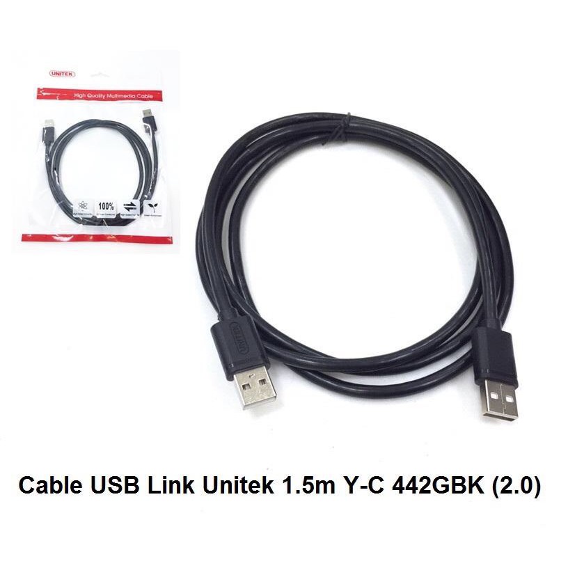 CÁP USB LINK 2 ĐẦU ĐỰC UNITEK YC 442GBK