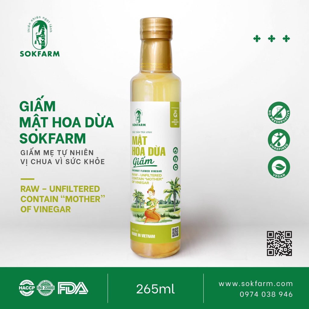 Giấm mật hoa dừa Sokfarm 265ml