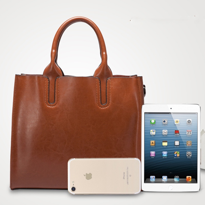 IELGY Fashion Tote Handbag Shoulder Bag Retro Oil Leather Large Capacity