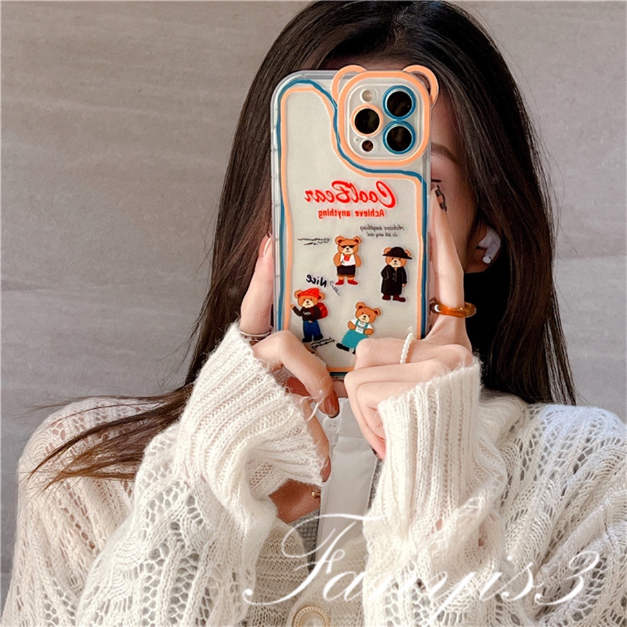 Ốp Điện Thoại Mềm Trong Suốt Họa Tiết Tai Gấu Cho iPhone 14 13 12 11 Pro Max X XR Xs Max 8 7 6 6s Plus SE 2020