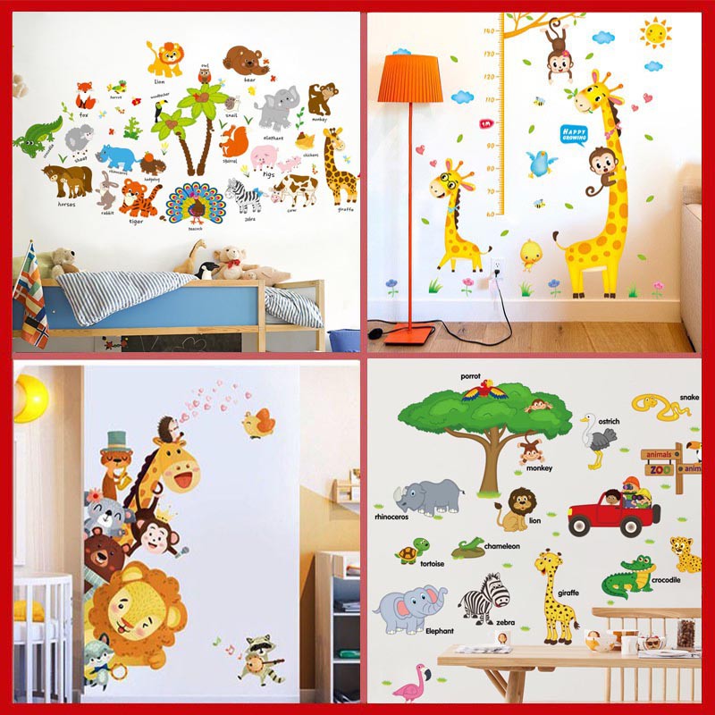 Decal dán tường cho bé, tranh dán tường Hàn Quốc sticker trang trí phòng trẻ em hình động vật