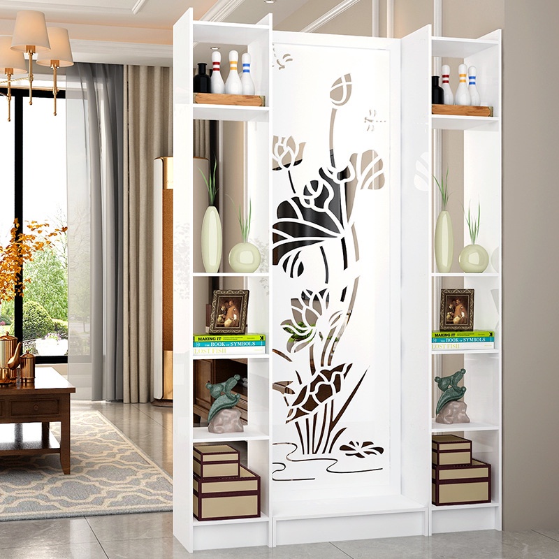 Vách ngăn bình phong hoa sen có kệ để đồ chắn phòng khách, spa sang trọng- IG482( 1 vách+1kệ)