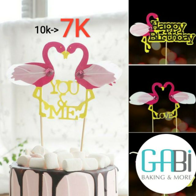 Que topper giấy cắm bánh hồng hạc