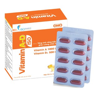 Viên uống Vitamin A-D IsoPharco – Hỗ trợ bổ sung Vitamin A, Vitamin D3 giúp mắt sáng, dáng cao (Hộp 100 viên)