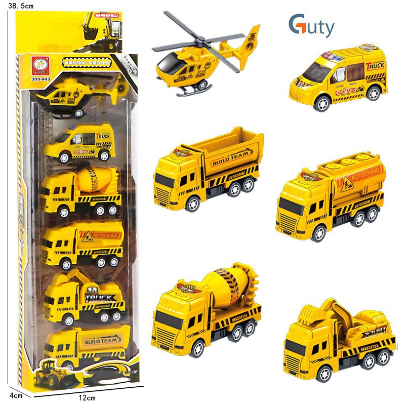 Đồ chơi mô hình ô tô, máy bay công trình xây dựng, quân đội cho bé trai thỏa sức sáng tạo - Bộ 6 chiếc