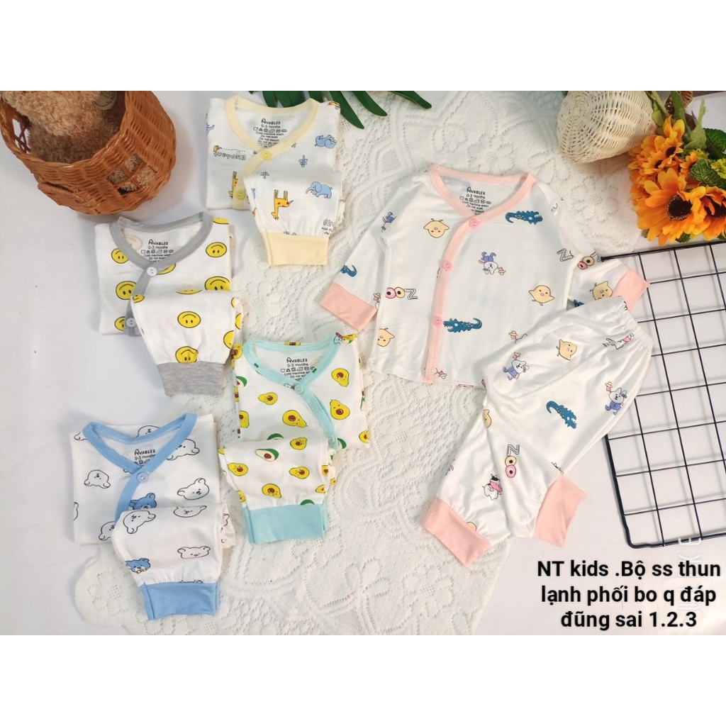 Bộ dài tay thun lạnh quần đáp đũn, mềm mịn cho bé trai và bé gái