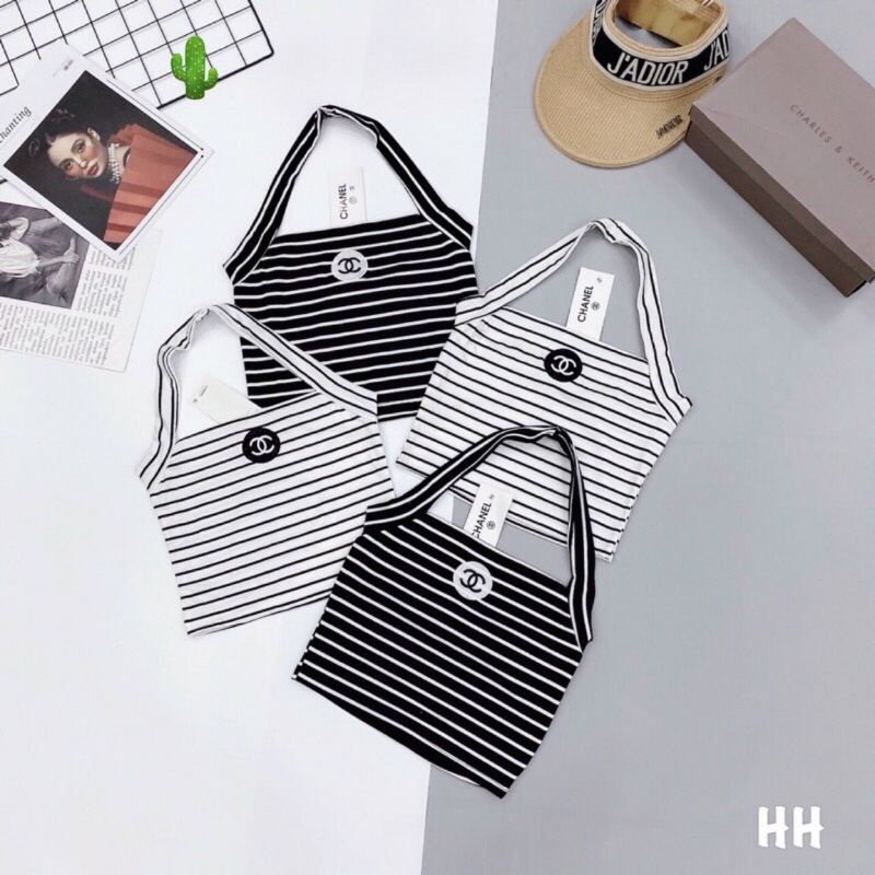 Áo yếm Mod Ngực Chòng Cổ SỌC thêu logo xịn