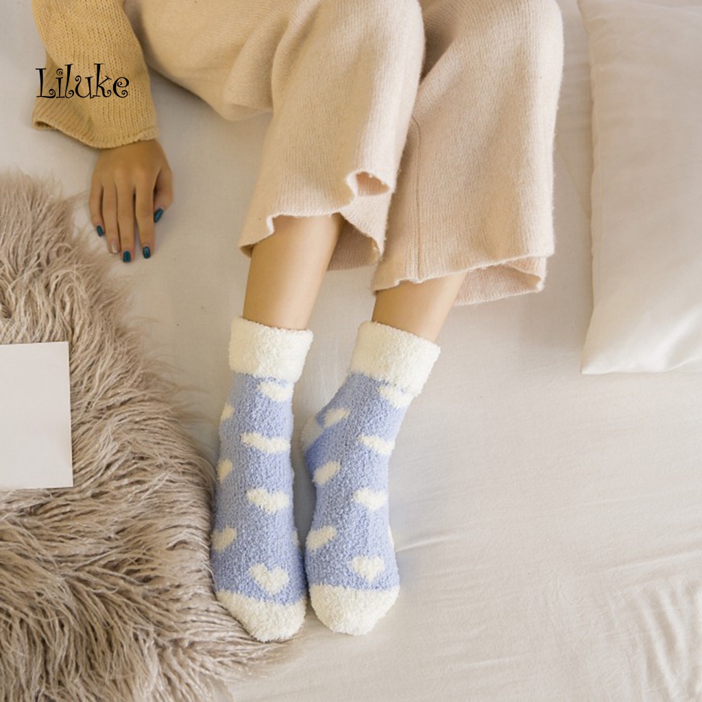 1 Đôi Tất Chân Cotton Màu Trơn Trang Trí Trái Tim Xinh Xắn Cho Nữ