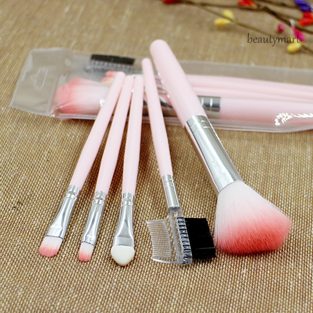 [Hàng mới về] Set 5 Cọ Trang Điểm Phấn Mắt / Kem Nền / Kẻ Mắt / Môi Tiện Dụng