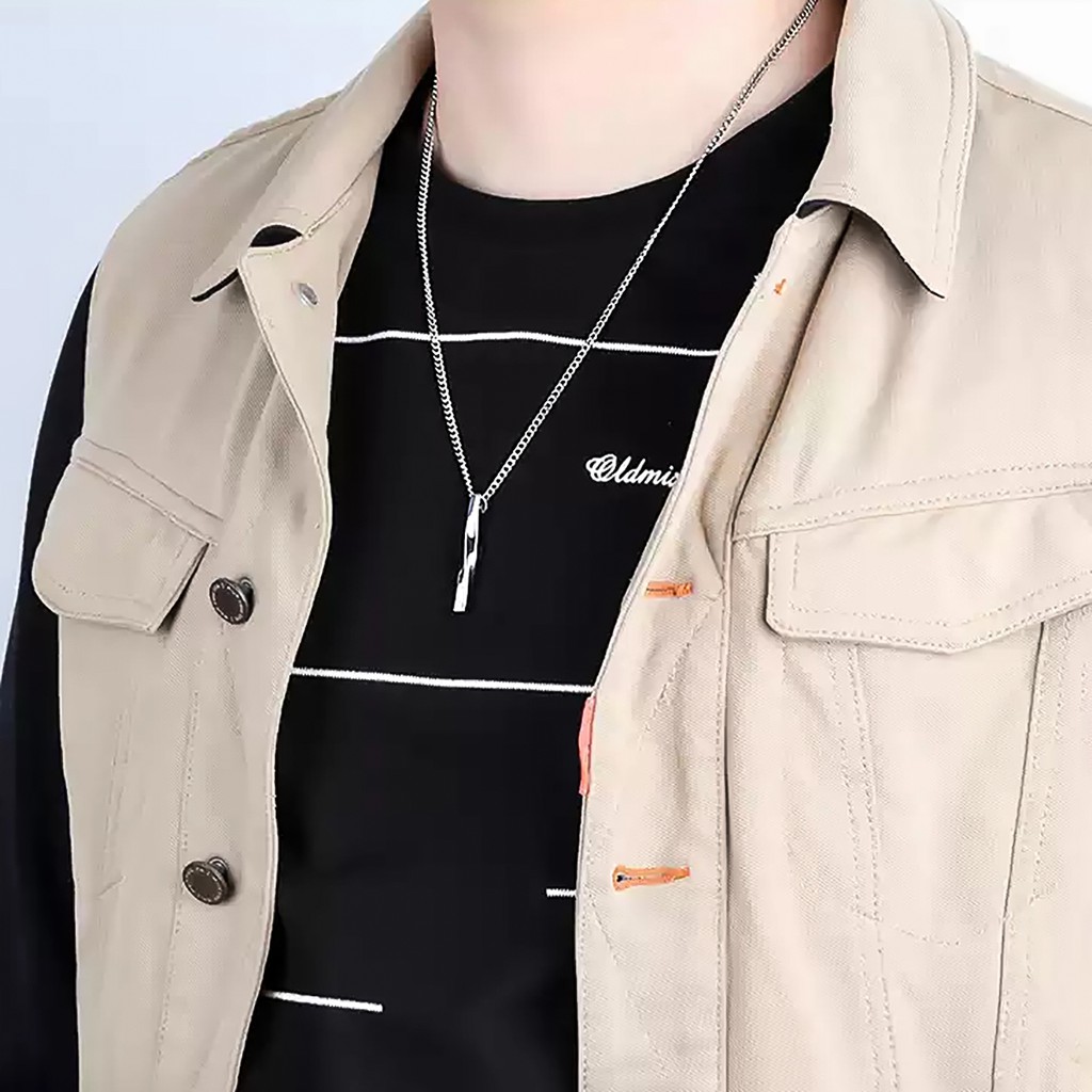 Dây Chuyền Nam Nữ Unisex Basic Veins Brick Kuu Studio Hình Khối Xoắn Màu Bạc Đẹp - Vòng Cổ Chất Ngầu Hàn Quốc Titan