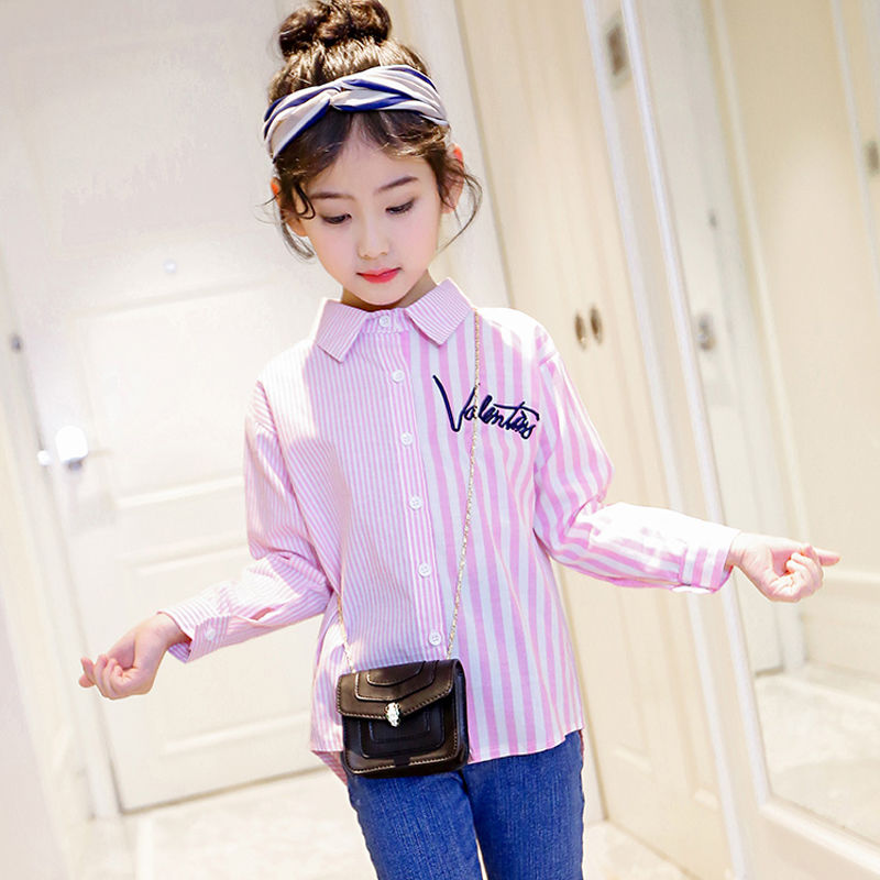 Áo sơ mi tay dài phong cách Hàn Quốc thời trang cho bé gái