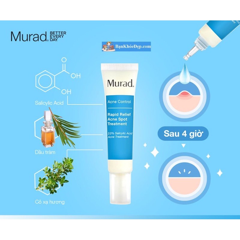 Serum xử lý mụn nhanh và hiệu quả tức thì trong 4h Murad Acne Control Rapid Relief Acne Spot Treatment