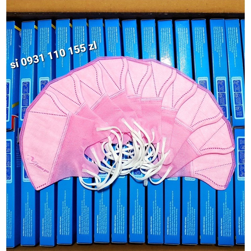 ✅ Hộp 10 cái khẩu trang y tế 5D mask giấy kháng khuẩn chính hãng Famapro Nam Anh, màu Hồng