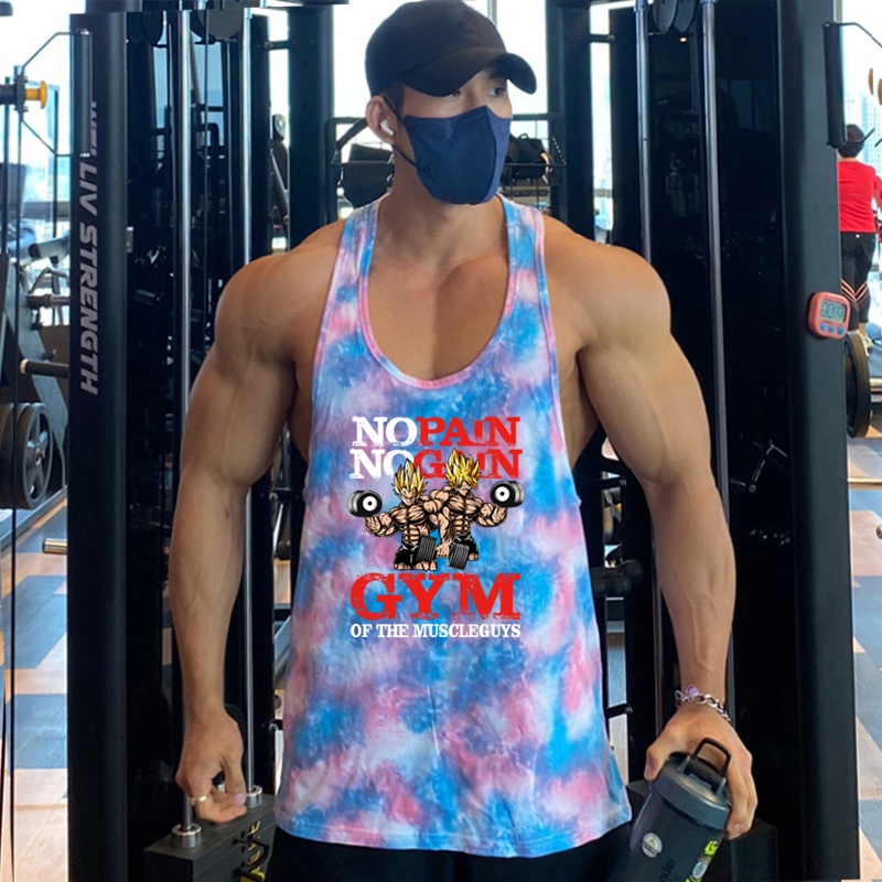 Áo Thun Ba Lỗ Họa Tiết Rằn Ri Phối Lưới Thoáng Khí Cho Nam Tập Thể Thao