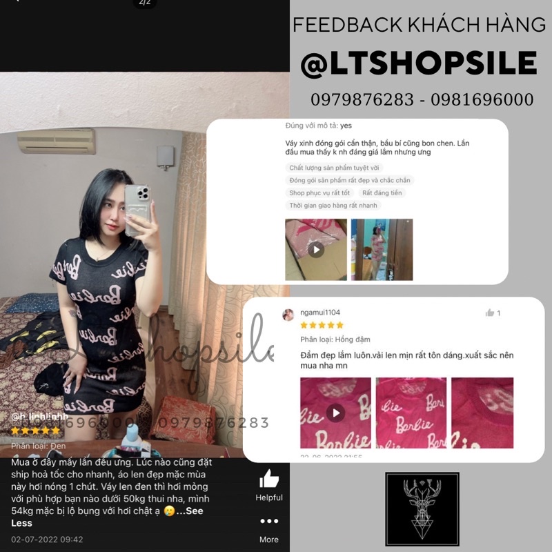 Váy len Barbie cổ tròn, chất len dày dặn kèm video ảnh thật sản phẩm mã 068