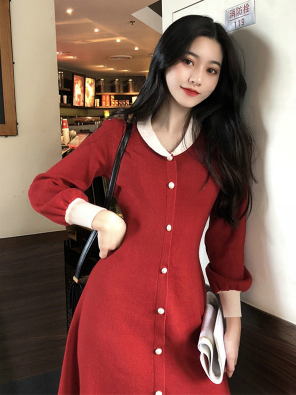 Đầm tay dài xẻ cổ chữ V phong cách thời trang Pháp 2020 | BigBuy360 - bigbuy360.vn