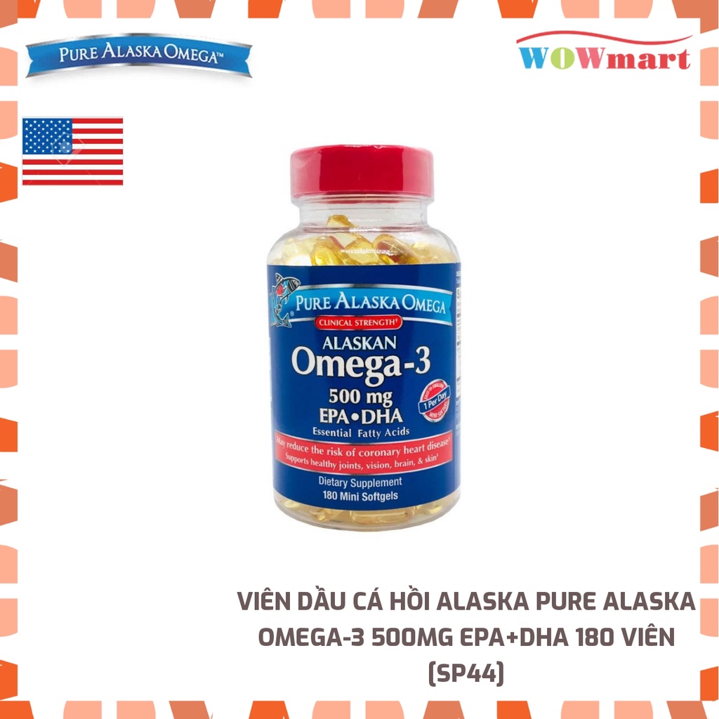 Viên dầu cá hồi Alaska Pure Alaska Omega-3 500mg EPA+DHA 180 viên