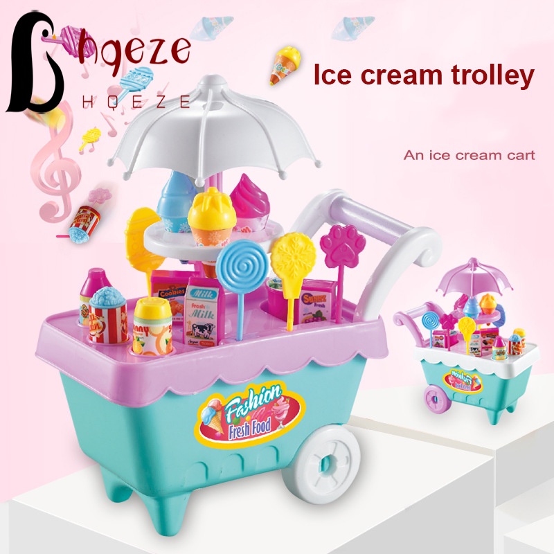 Đồ chơi trẻ em Xe Đẩy Bán Kem 19 Món Bằng Nhựa Cho Bé