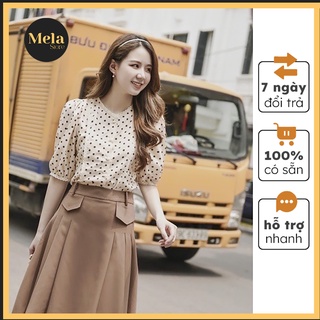 M25 Áo sơ mi nữ kiểu dáng basic phối tay và cổ chất mát dễ phối đồ, mềm mịn không nhăn